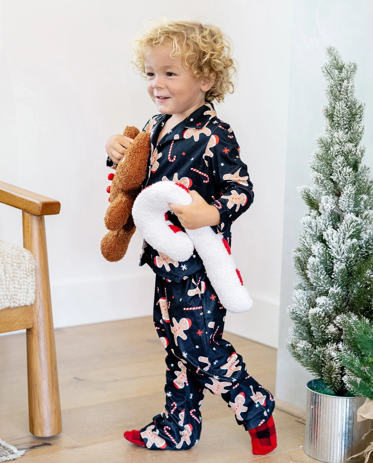 PatPat Family Matching Christmas Pajamas Gingerbread Print Black