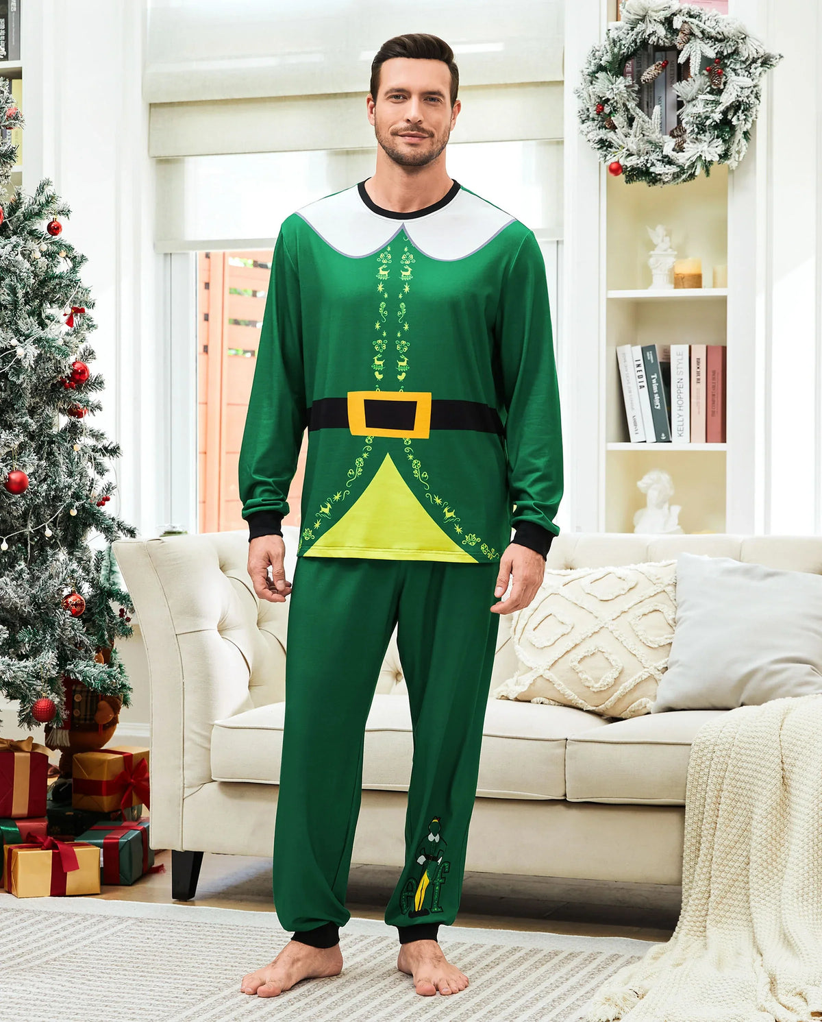 PatPat Elf Family Matching Christmas Pajamas Costume Green