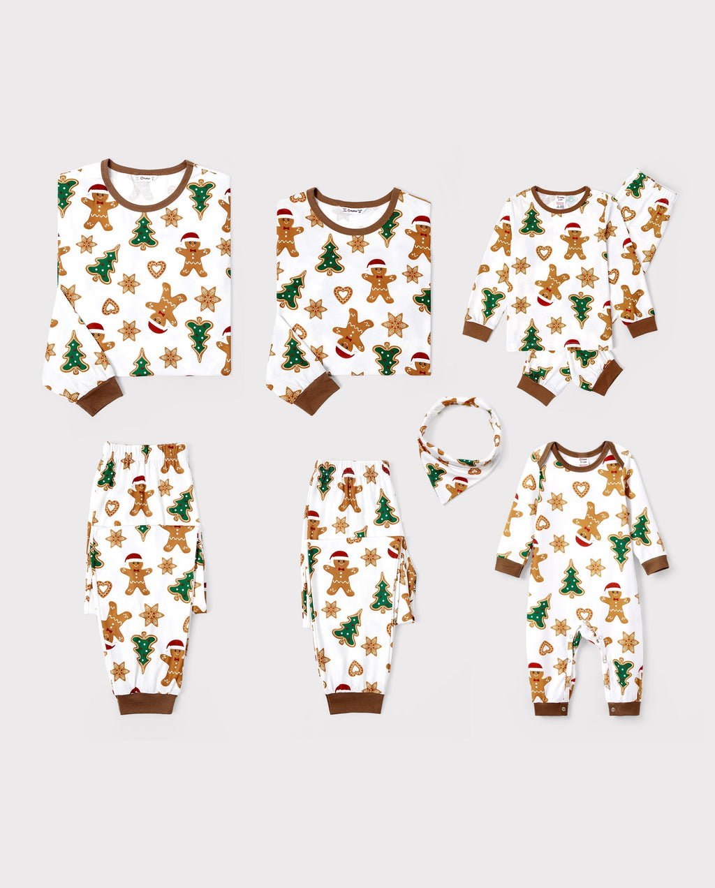 PatPat Family Matching Christmas Pajamas Gingerbread & Christmas Tree Brown