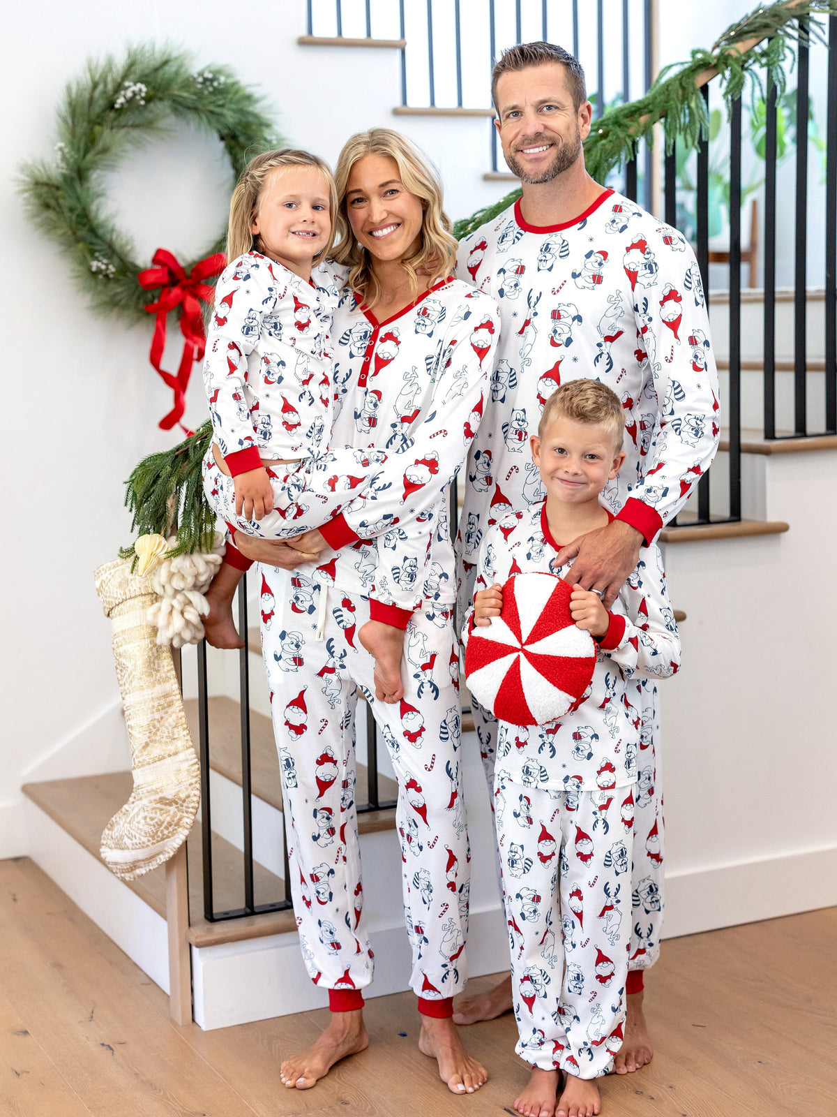 PatPat Family Matching Christmas Pajamas Gnome Print White