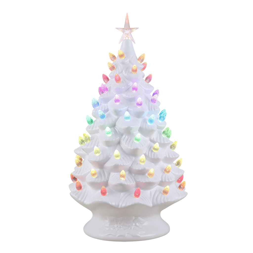 24 in. White Nostalgic Ceramic Tree with Light Show